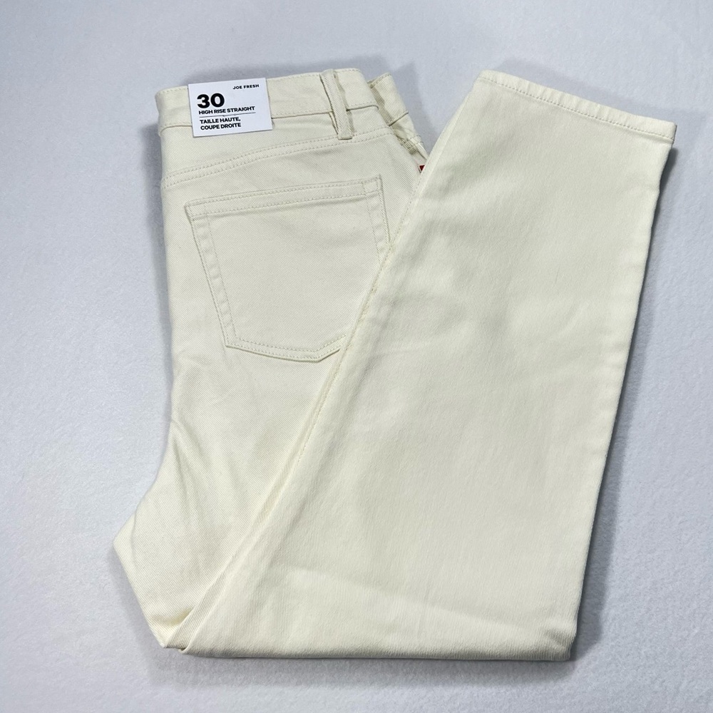 JOE FRESH X JILLIAN High Rise Straight Cream/White Jeans NWT Women's 30